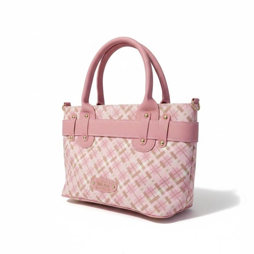 HELLO KITTY Embroidered Plaid Pink Women's  Crossbody Tote Bag  FAST SHIPPING!! - Picture 3 of 11